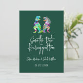 Dinosaur Wedding Funny T-Rex Bride und Groom Save The Date (Stehend Vorderseite)