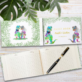 Dinosaur Wedding Gold Foil Gästebuch