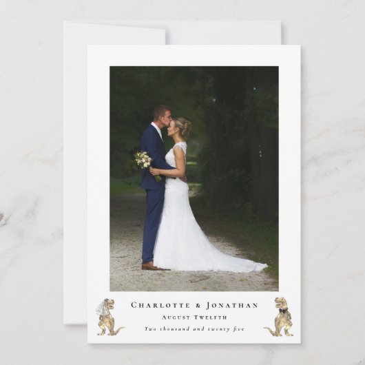 Dinosaur Wedding Photo Thank You Dankeskarte (Vorderseite)