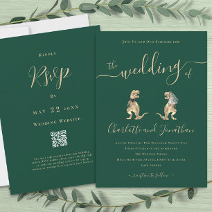 Dinosaur Wedding QR Code Einladung