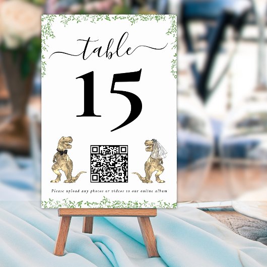 Dinosaur Wedding QR Code Table Number Tischnummer