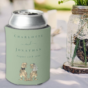 Dinosaur Wedding Sage Green Personalisiert Dosenkühler
