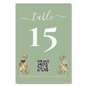 Dinosaur Wedding Sage Green QR Code für Fotos Tischnummer (Vorderseite)