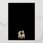 Dinosaur Wedding T-Rex Bride & Groom Black & Gold Folieneinladung (Rückseite)