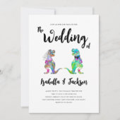 Dinosaur Wedding T-Rex Bride und Einladung zu Gräu (Vorderseite)