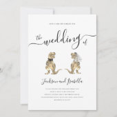 Dinosaur Wedding T-Rex Bride und Groom Einladung (Vorderseite)