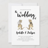 Dinosaur Wedding T-Rex Bride und Groom Einladung (Vorderseite)