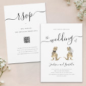 Dinosaur Wedding T-Rex Bride und Groom Einladung