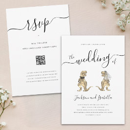 Dinosaur Wedding T-Rex Bride und Groom Einladung
