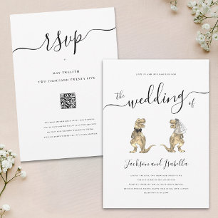 Dinosaur Wedding T-Rex Bride und Groom Einladung