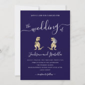 Dinosaur Wedding T-Rex Bride und Groom Einladung (Vorderseite)