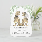 Dinosaur Wedding T-Rex Bride und Groom Save The Date (Stehend Vorderseite)
