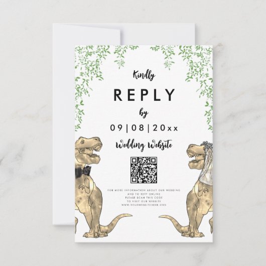 Dinosaur Wedding Website Antwort QR Code (Vorderseite)