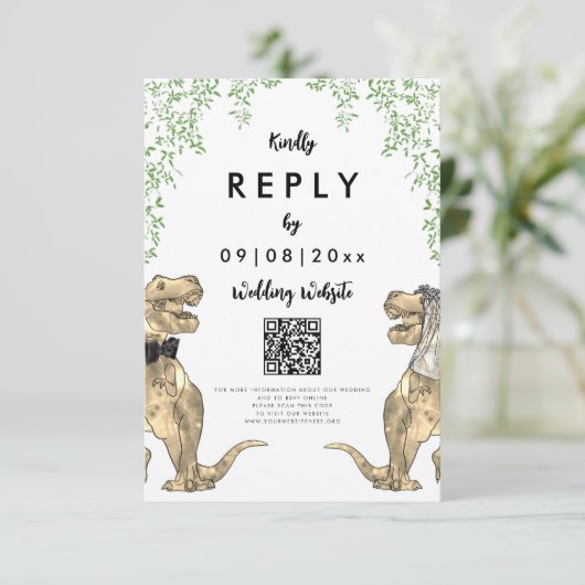 Dinosaur Wedding Website Antwort QR Code (Stehend Vorderseite)
