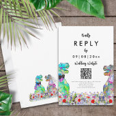 Dinosaur Wedding Website Antwort QR Code RSVP Kart