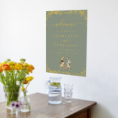 Dinosaur Wedding Welcome Sage Green Gold Foliendrucke (Ablage(Küche))