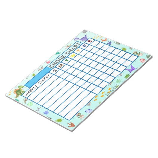 Dinosaur Weekly Chore Chart Custom Notepad Notizblock (angewinkelt)