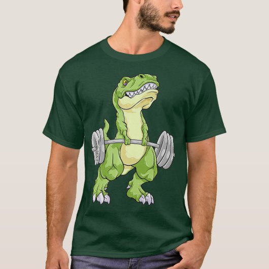 Dinosaur Weightlift T Rex Fitness Gym Workout T-Shirt (Vorderseite)