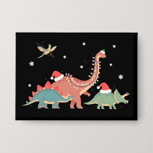 Dinosaur Weihnachten Dino Liebhaber Xmas Button