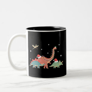 Dinosaur Weihnachten Dino Liebhaber Xmas Zweifarbige Tasse