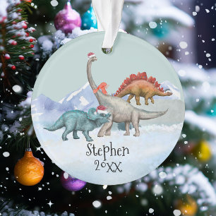 Dinosaur Weihnachten Jurassic Aquarell Name  Ornament