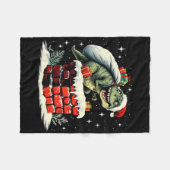 Dinosaur Weihnachten Santa Xmas Fleecedecke (Vorderseite (Horizontal))
