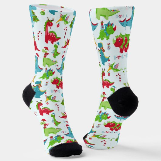 Dinosaur Weihnachten Socken (Gewinkelt)