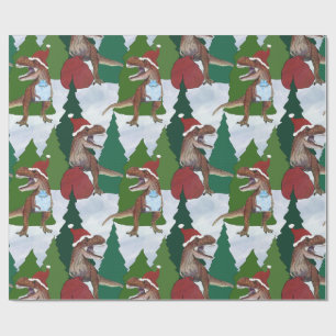 Dinosaur-Weihnachten T-Rex Weihnachtsmann Geschenkpapier