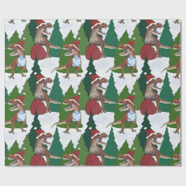 Dinosaur-Weihnachten T-Rex Weihnachtsmann Geschenkpapier