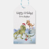 Dinosaur Weihnachts Tyrannosaur Raptor Personalisi Geschenkanhänger (Rückseite)
