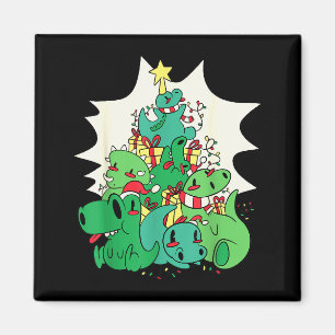 Dinosaur-Weihnachtsbaum-Cartoons-Fest Tyrannosa Magnet