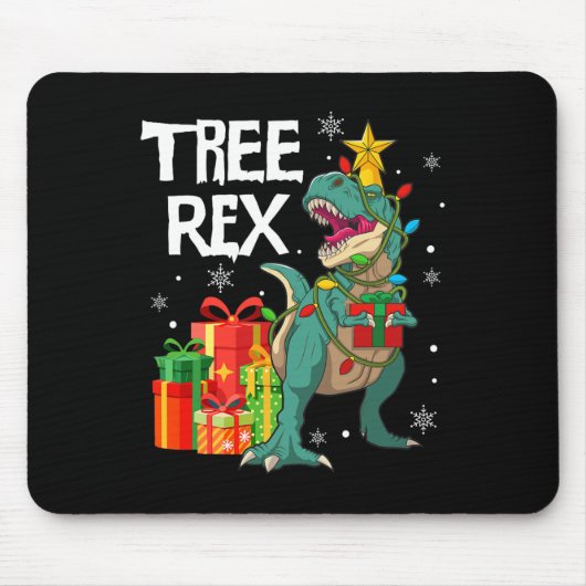 Dinosaur-Weihnachtsbaum-Pyjama-Rex-Reptil-Männer-X Mousepad (Vorne)