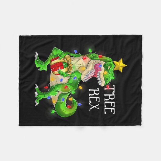 Dinosaur Weihnachtsbaum Rex Pajamas Men Boys Xmas Fleecedecke (Vorderseite (Horizontal))