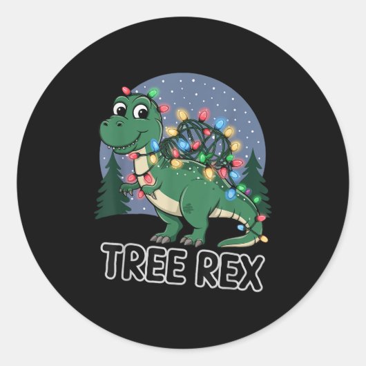 Dinosaur Weihnachtsbaum Rex Pajamas Men Boys Xmas Runder Aufkleber (Vorderseite)