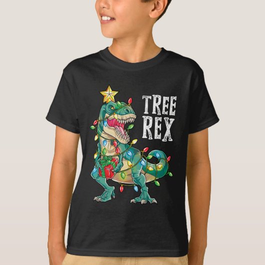 Dinosaur Weihnachtsbaum Rex Pajamas Men Boys Xmas T-Shirt (Vorderseite)