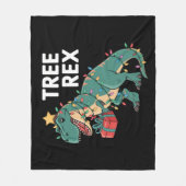 Dinosaur Weihnachtsbaum Rex Pajamas Xmas Lights Fleecedecke (Vorderseite)