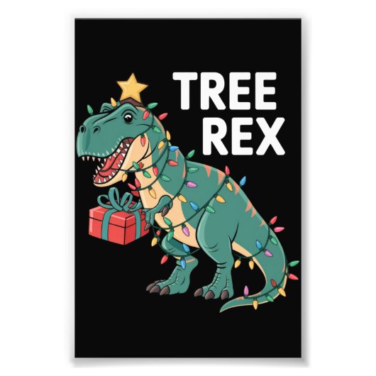 Dinosaur Weihnachtsbaum Rex Pajamas Xmas Lights Fotodruck (Vorne)