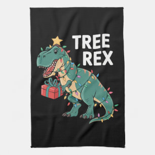 Dinosaur Weihnachtsbaum Rex Pajamas Xmas Lights Geschirrtuch
