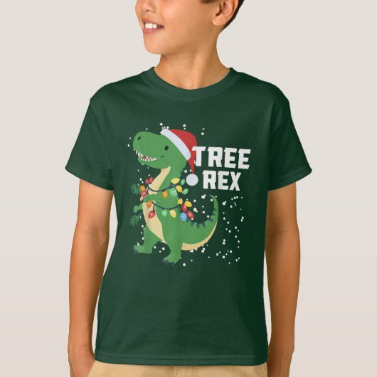 Dinosaur Weihnachtsbaum Rex Pajamas Xmas Lights T-Shirt (Vorderseite)