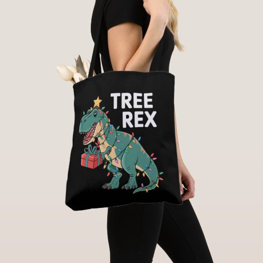 Dinosaur Weihnachtsbaum Rex Pajamas Xmas Lights Tasche (Von Nahem)