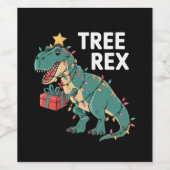Dinosaur Weihnachtsbaum Rex Pajamas Xmas Lights Weinetikett (Einzelnes Label)