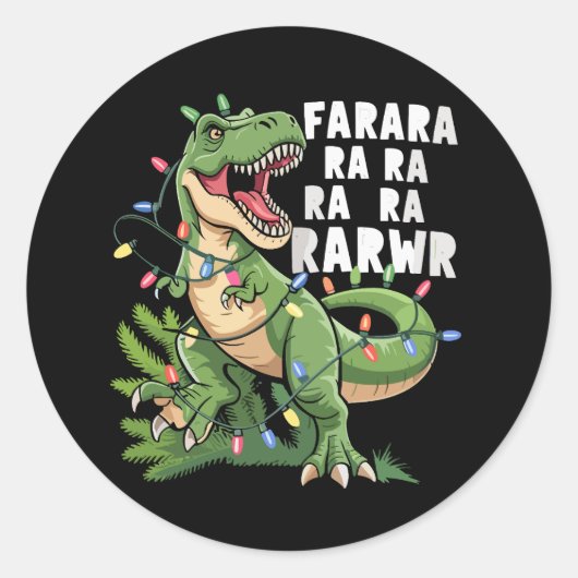 Dinosaur Weihnachtsbaum Rex Weihnachtsgeschenke Runder Aufkleber (Vorderseite)