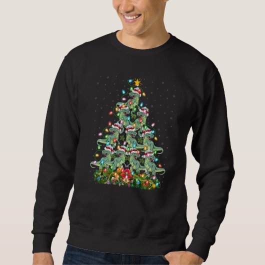 Dinosaur  Weihnachtsbeleuchtung Weihnachtsmann Din Sweatshirt (Vorderseite)