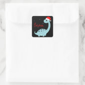 Dinosaur Weihnachtsgeschenk, Familiendekoration Quadratischer Aufkleber (Tasche)