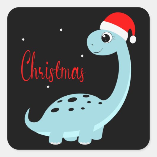 Dinosaur Weihnachtsgeschenk, Familiendekoration Quadratischer Aufkleber (Vorderseite)