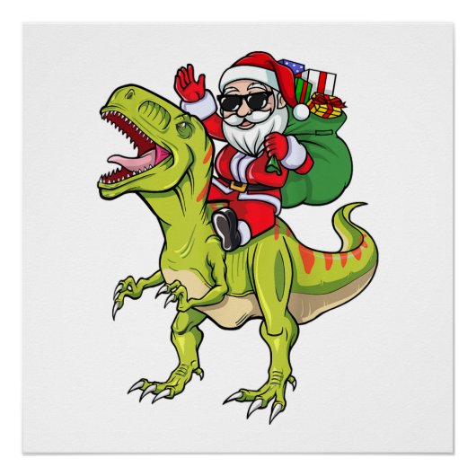 Dinosaur Weihnachtsmann-Claus Shirt T-Rex Boys Ki Poster (Vorderseite)