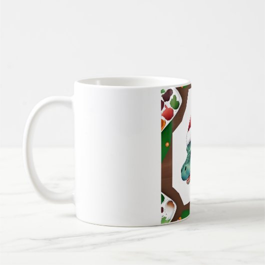 Dinosaur Weihnachtsmann Hut Kunst Kaffeetasse (Links)
