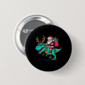 Dinosaur Weihnachtsmann Reitet T Rex Weihnachten R Button (Vorne & Hinten)