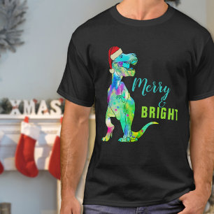 Dinosaur Weihnachtsmann T-Rex Frohe und strahlende T-Shirt