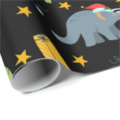 Dinosaur Weihnachtsmuster, Schwarz, Weihnachtsmann Geschenkpapier (Rolleneckpunkt)